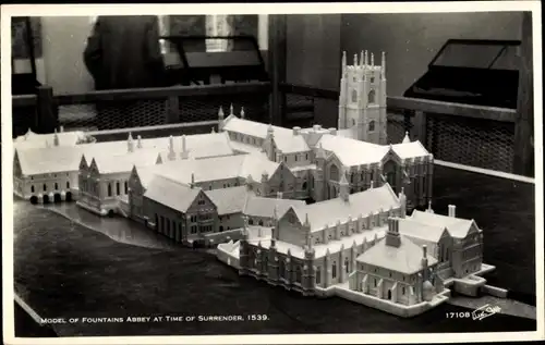 Ak Yorkshire, Model of fountains Abbey at time of Surrender 1539