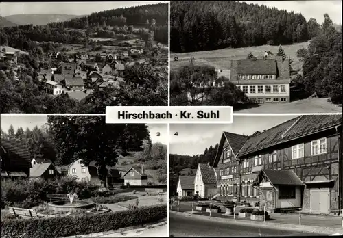 Ak Hirschbach Schleusingen Thüringen, Polytechnische Oberschule, FDGB Erholungsheim Einheit, Park