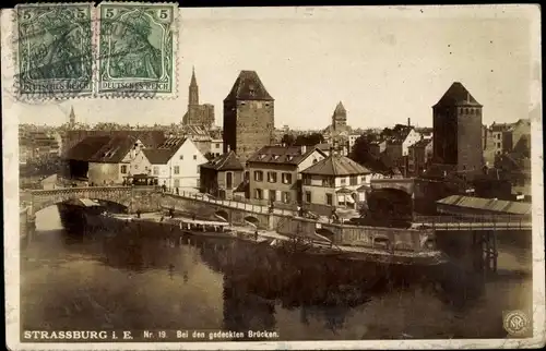 Ak Strasbourg Straßburg Elsass Bas Rhin, Nr. 19, Bei den gedeckten Brücken