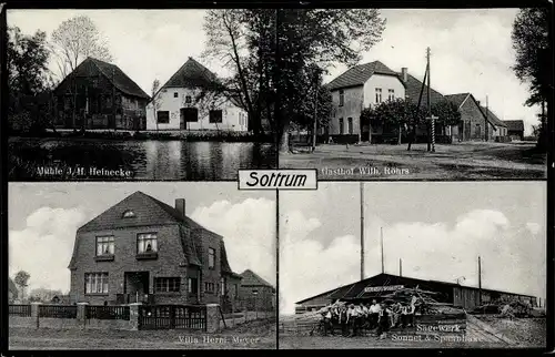 Ak Sottrum Nds., Mühle J.H. Heinecke, Villa Herm. Meyer, Sägewerk Sonnet & Spannhake, Gasthof