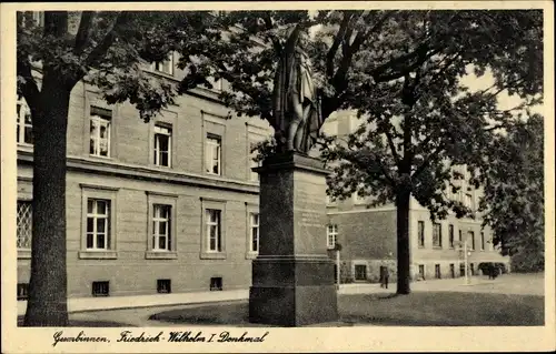 Ak Gussew Gumbinnen Ostpreußen, Denkmal Friedrich Wilhelm I.