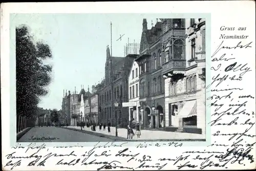 Ak Neumünster in Schleswig Holstein, Großflecken, Straßenpartie