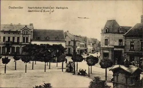 Ak Dudweiler Saarbrücken im Saarland, Saarbrücker Straße, Marktplatz