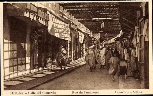 Ak Tetuán Marokko, Rue du Commerce