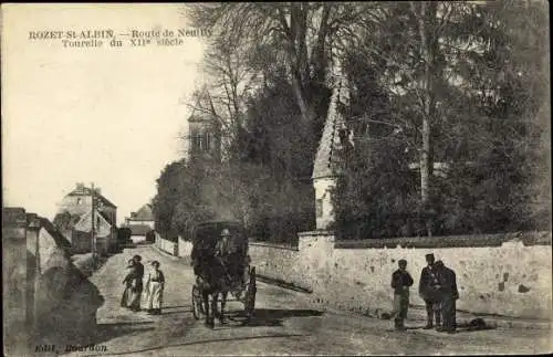 Ak Rozet St. Albin Aisne, Route de Neuilly, Tourelle, Kutsche, Straßenpartie