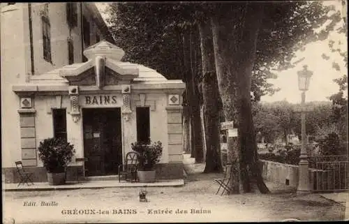 Ak Greoux les Bains Alpes de Haute Provence, Entree des Bains