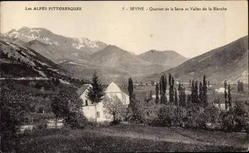 Ak Seyne Alpes de Haute Provence, Quartier de la Serre et Vallee de la Blanche
