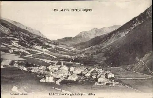 Ak Larche Alpes de Haute Provence, Vue générale