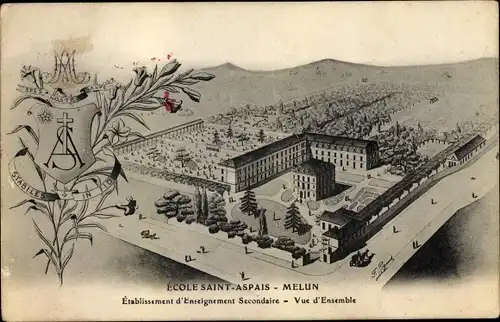 Studentika Ak Melun Seine et Marne, Ecole Saint Aspais, Vue d'ensemble, Wappen