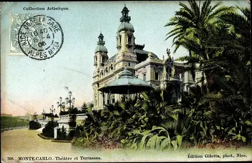 Ak Monte Carlo Monaco, Théâtre et Terrasses