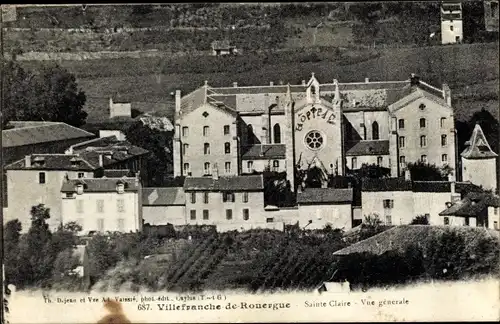 Ak Villefranche de Rouergue Aveyron, Sainte Claire, Vue générale