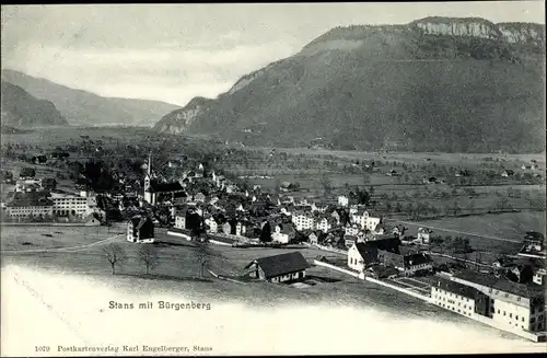 Ak Stans Kt. Nidwalden Schweiz, Panorama mit Bürgenberg