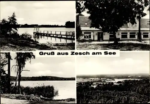 Ak Zesch am See Zossen im Kreis Teltow Fläming, Blick auf den See, Panorama