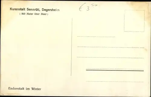 Ak Degersheim Kt. St. Gallen Schweiz, Kuranstalt im Winter, Schneelandschaft