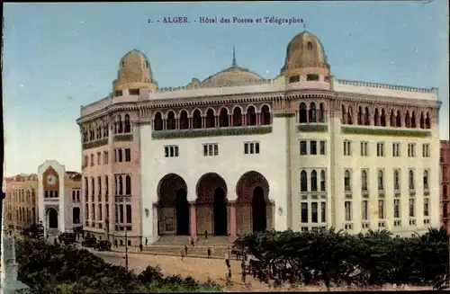 Ak Algier Alger Algerien, Hôtel des Postes et Télégraphes, vue générale