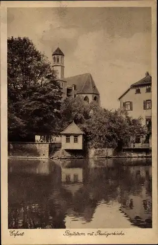 Ak Erfurt in Thüringen, Breitstrom mit Predigerkirche