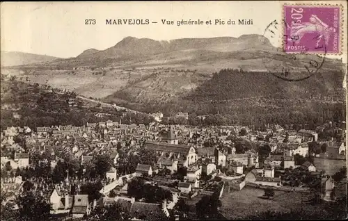 Ak Marvejols Lozère, Vue générale et Pic du Midi