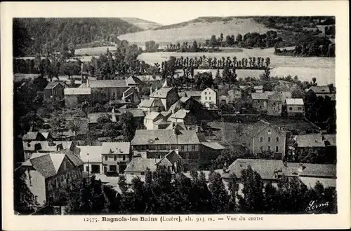 Ak Bagnols les Bains Lozère, Vue du centre