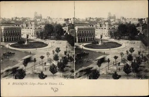 Stereo Ak Liège Lüttich Wallonien, Place du Theatre