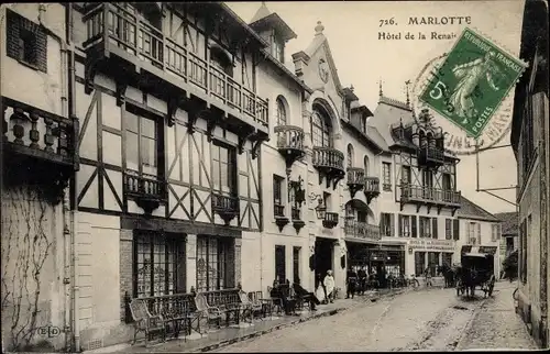Ak Marlotte Seine et Marne, Hotel de la Renaissance, caleche