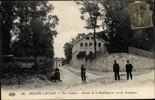 Ak Arcueil Cachan Val de Marne, Parc Laplace, Avenue de la Republique et rue du Beausejour