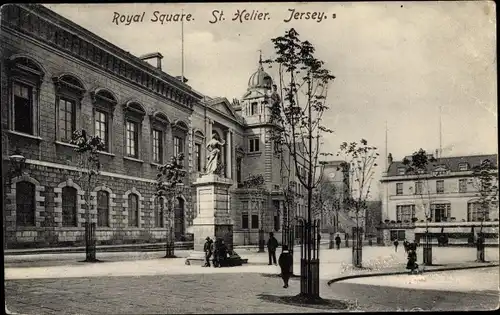 Ak St. Helier Jersey Kanalinseln, Royal Square, Denkmal, Platz