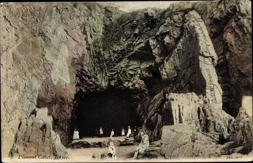 Ak Jersey Kanalinseln, Plemont Caves, Felspartie, Höhlen