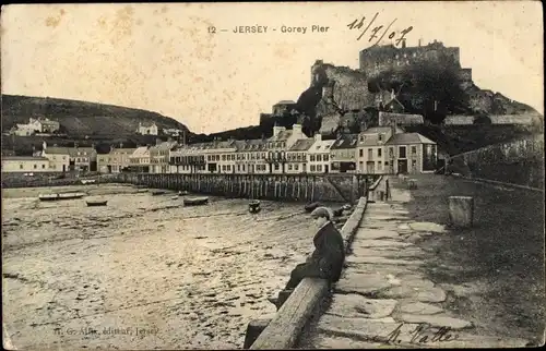 Ak Gorey Jersey Kanalinseln, Pier, Ruine, Ortschaft