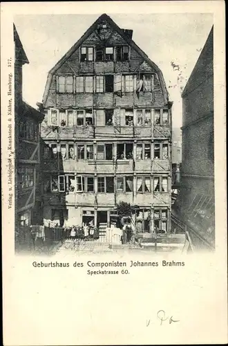 Ak Hamburg, Speckstraße 60, Geburtshaus Komponist Johannes Brahms 