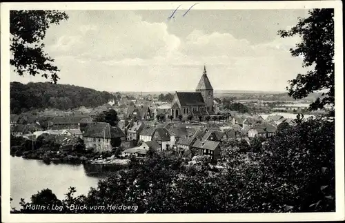 Ak Mölln im Herzogtum Lauenburg, Stadtpanorama vom Heidberg, Glockenturm