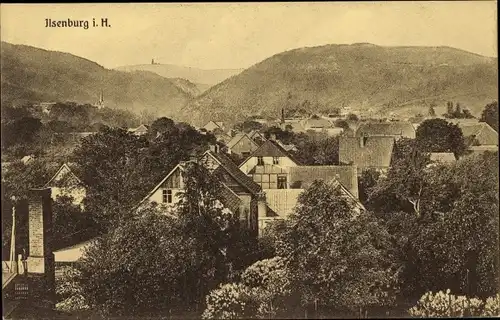 Ak Ilsenburg am Nordharz, Teilansicht vom Ort, Berge