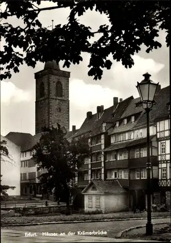 Ak Erfurt Thüringen, Häuser an der Krämerbrücke