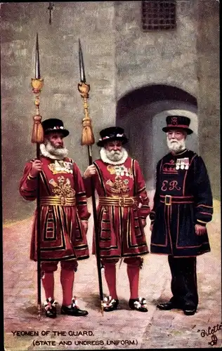 Künstler Ak London City, Yeomen of the Guard, State and Undress Uniform