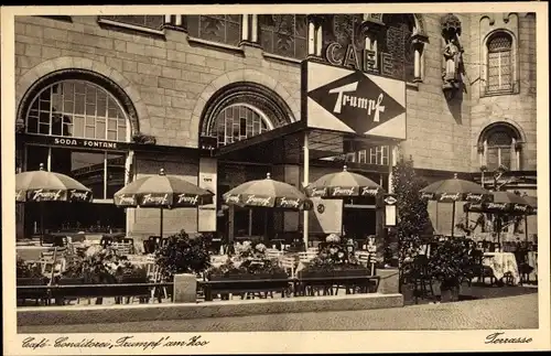 Ak Berlin Charlottenburg, Café Trumpf am Zoo, Terrasse, Kurfürstendamm 10