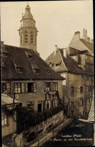 Ak Landau in der Pfalz, Partie an der Klosterbrücke