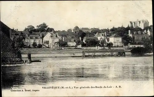 Ak Villevêque Maine et Loire, Vue générale des Bords du Loir