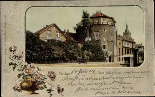 Passepartout Ak Goslar in Niedersachsen, Zum Achtermann, Blumenvase