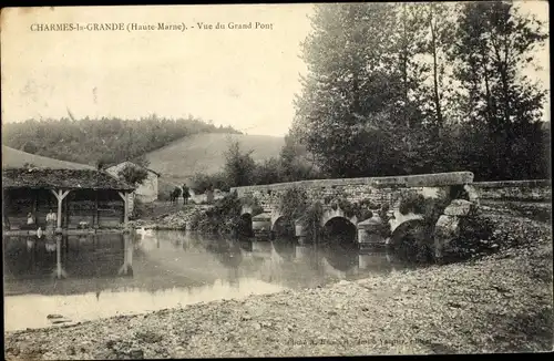 Ak Charmes la Grande Haute Marne, Vue du Grand Pont