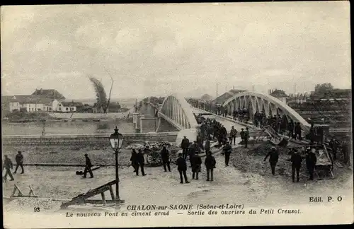 Ak Chalon sur Saône Saône et Loire, Le nouveau Pont en ciment armé