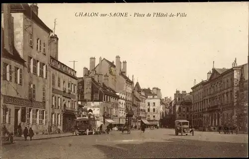 Ak Chalon sur Saône Saône et Loire, Place de l'Hôtel de Ville