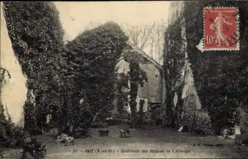 Ak Gif Essonne, Intérieur des Ruines de l'Abbaye