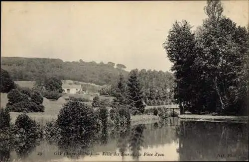 Ak Gif Essonne, Villa des Sources, la Pièce d'Eau