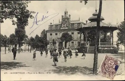 Ak Alfortville Val de Marne, Place de la Mairie, Kiosque de la Musique