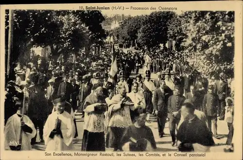 Ak Saint Junien Haute Vienne, Procession des Ostensions, Monseigneur Rastoul, Geistliche