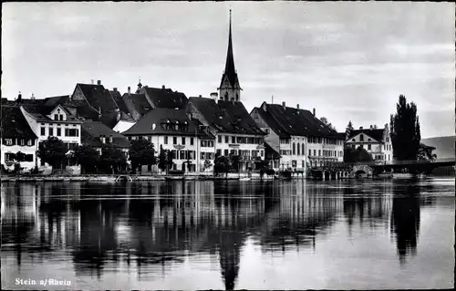 Ak Stein am Rhein Kanton Schaffhausen, Blick vom Wasser aus