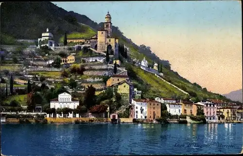 Ak Lugano Kt. Tessin Schweiz, Morcote, Panorama
