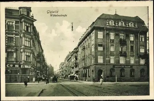 Ak Gliwice Gleiwitz Schlesien, Blick in die Wilhelmstraße