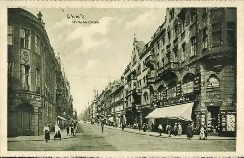 Ak Gliwice Gleiwitz Schlesien, Blick in die Wilhelmstraße