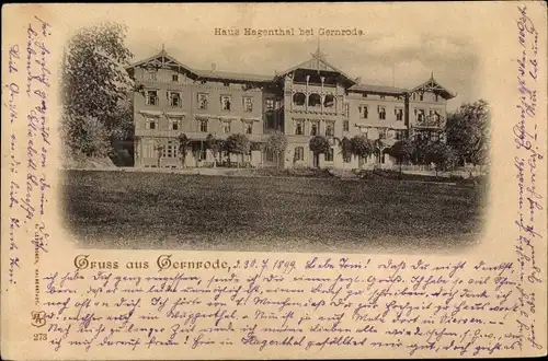 Ak Gernrode Quedlinburg im Harz, Haus Hagenthal