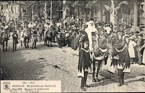 Ak Mechelen Malines Flandern Antwerpen, Margaretha van Oostenrijk, historischer Festzug